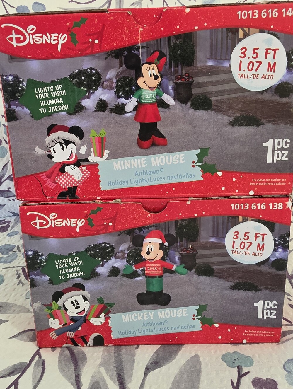 Mickey and Minnie Mouse 4 ft indoor or outdoor inflatables. Made by Gemmy Indust